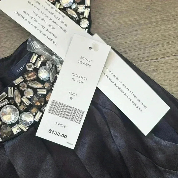 ✨🆕French Connection🆕✨ | Black satin tank top with rhinestones - Picture 5 of 10